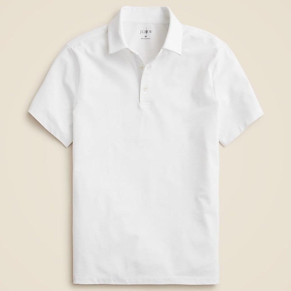 J. Crew Slim performance‎ piqué polo shirt Medium White Color